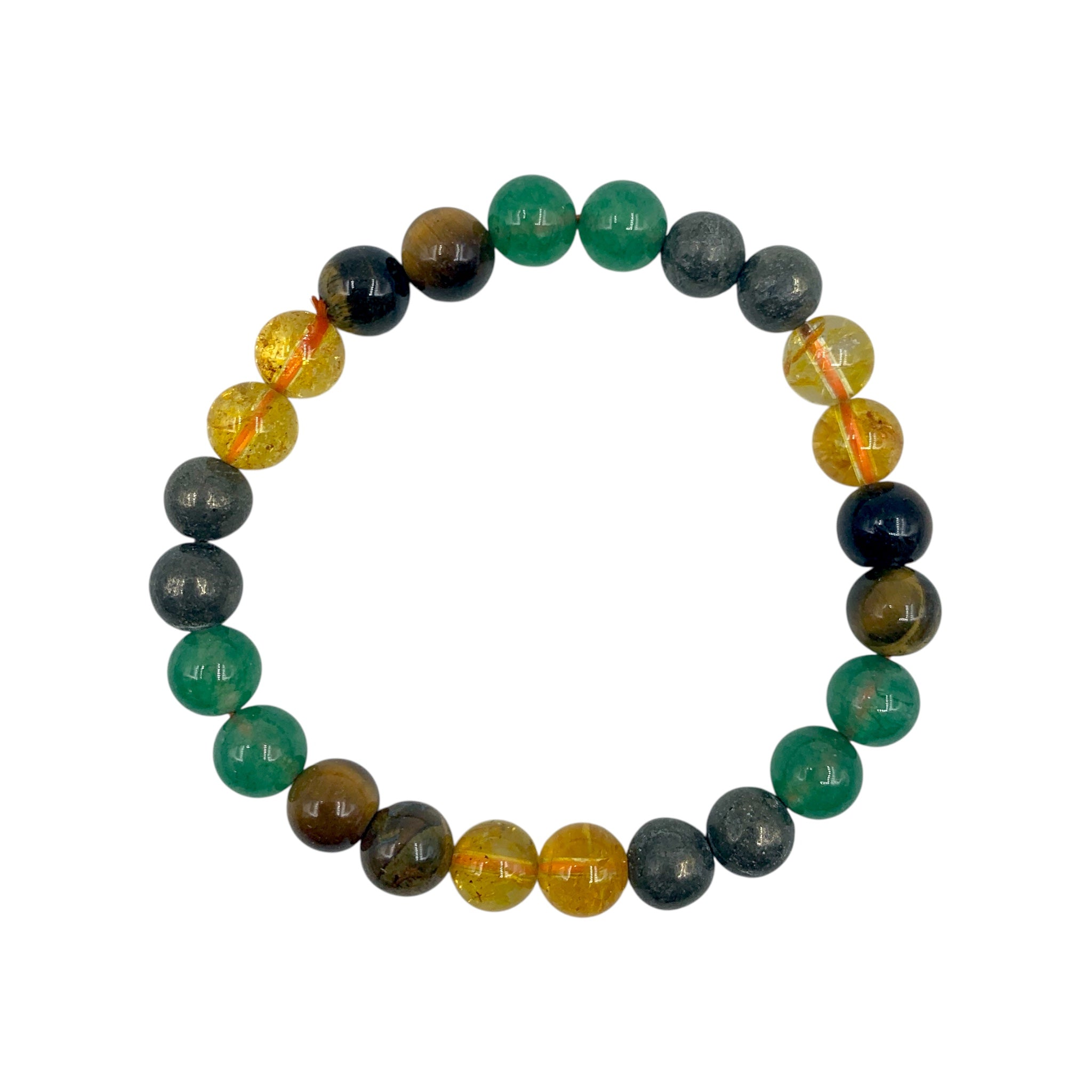 Bracelet - Citrine, Tiger eye, Green Aventurine & Pyrite 8 mm